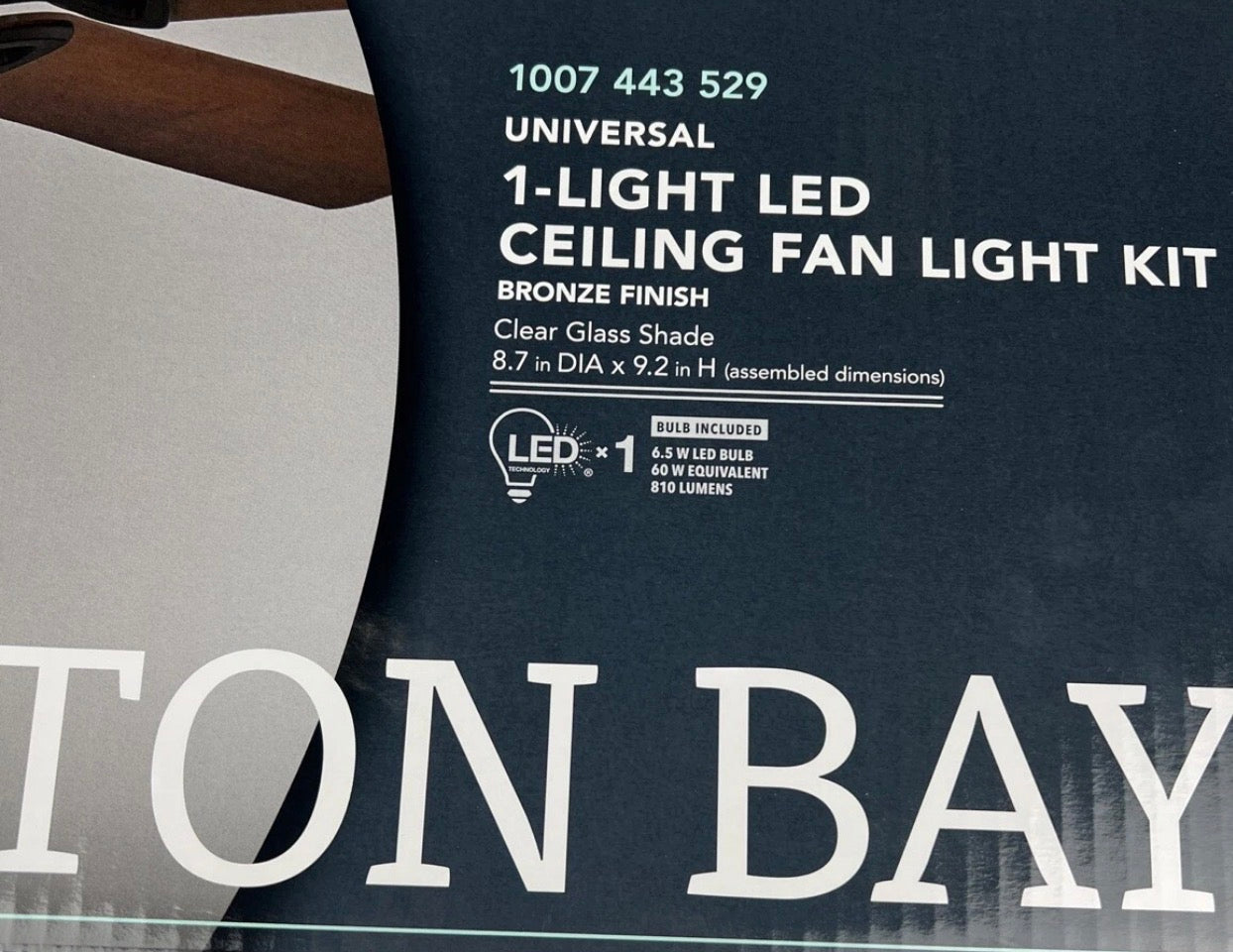 Hampton Bay 1-Light LED Ceiling Fan Light Kit