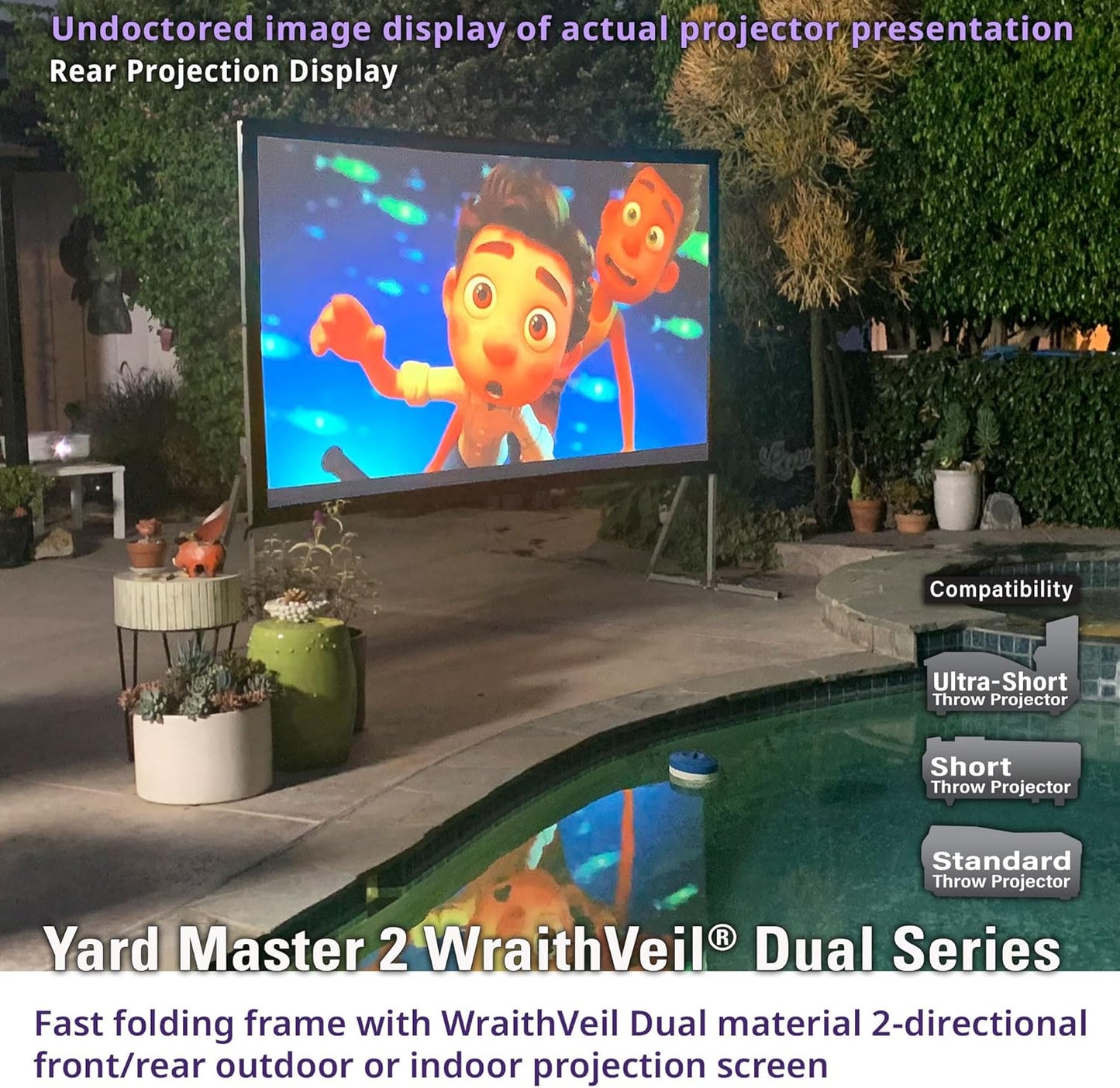 Elite Screens 180” Outdoor Projection Screen – WraithVeil Dual