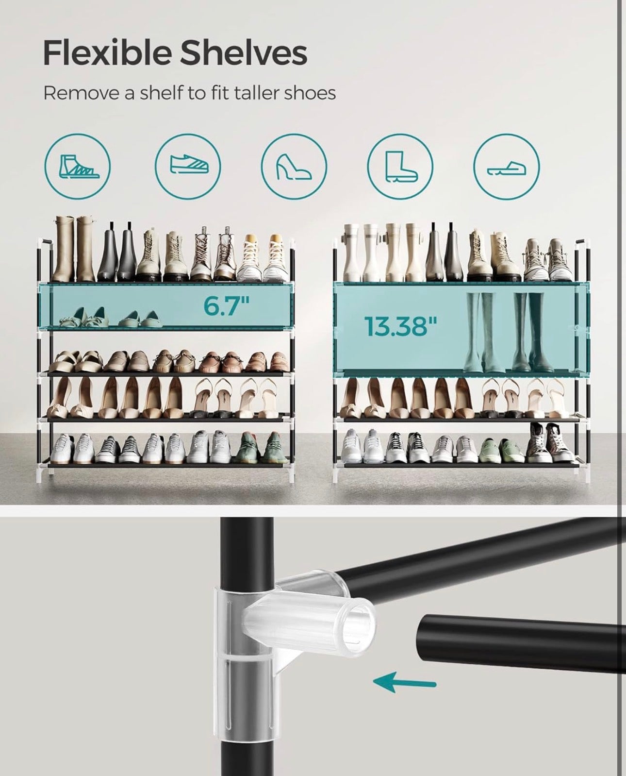 SONGMICS 5-Tier Shoe Rack Organizer