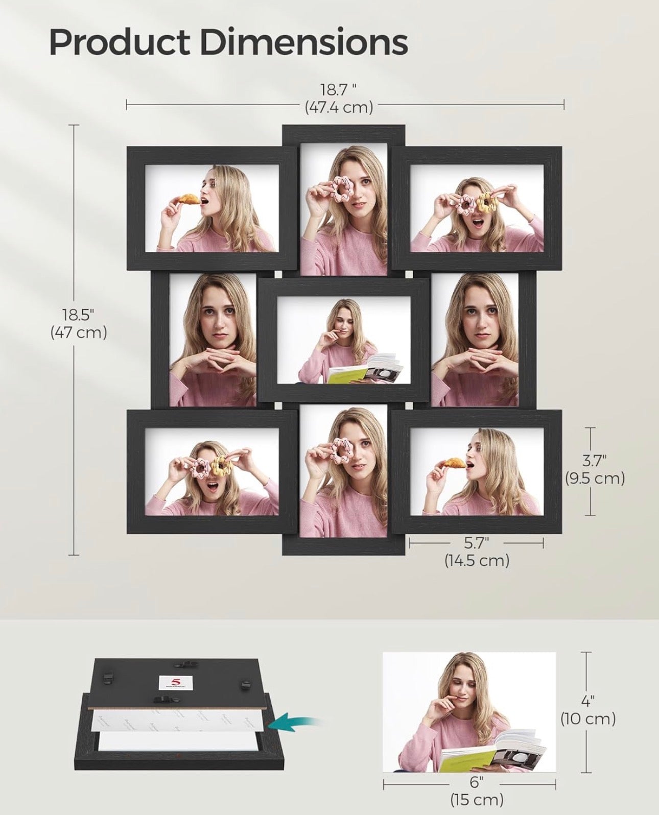SONGMICS 9-Piece Ink Black Photo Frame Set