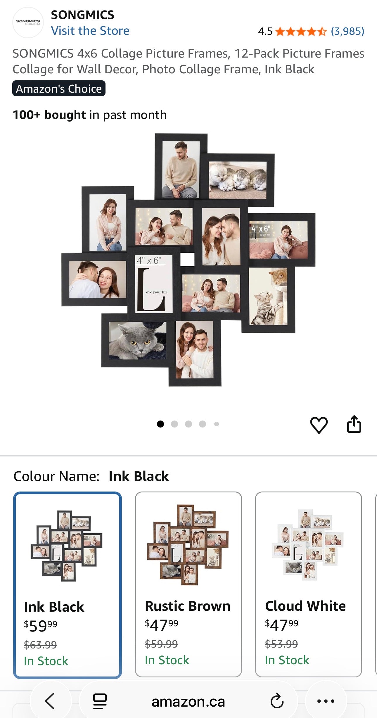 SONGMICS 12-Opening Wall Collage Picture Frame – Ink Black