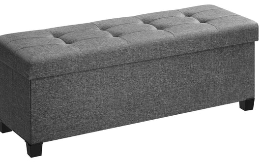 SONGMICS 43” Tufted Linen-Look Storage Ottoman Bench