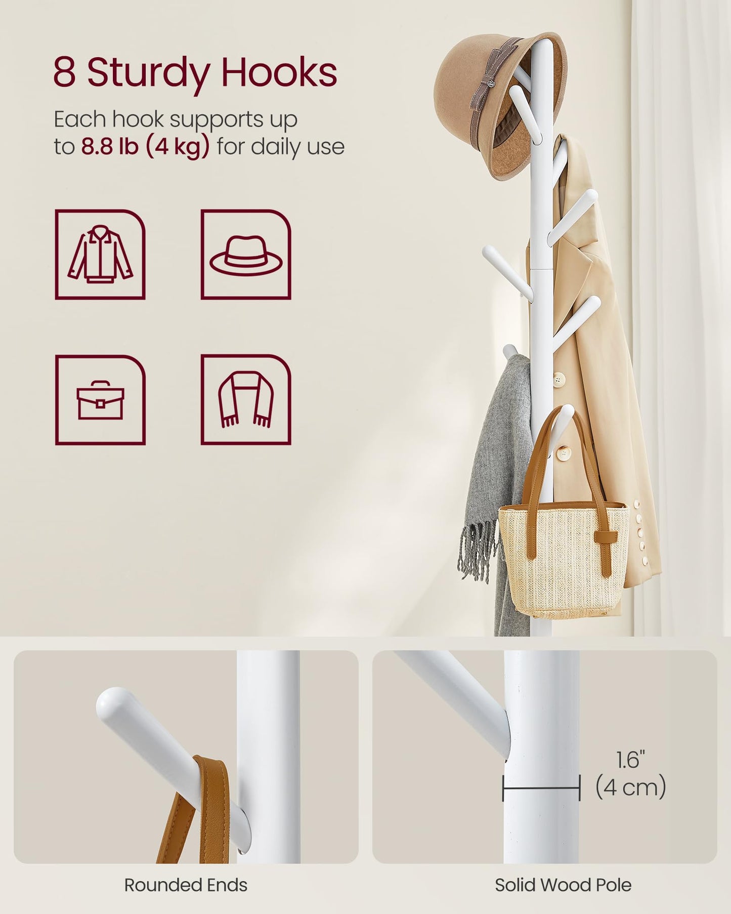 VASAGLE Freestanding Coat Rack with Shelf