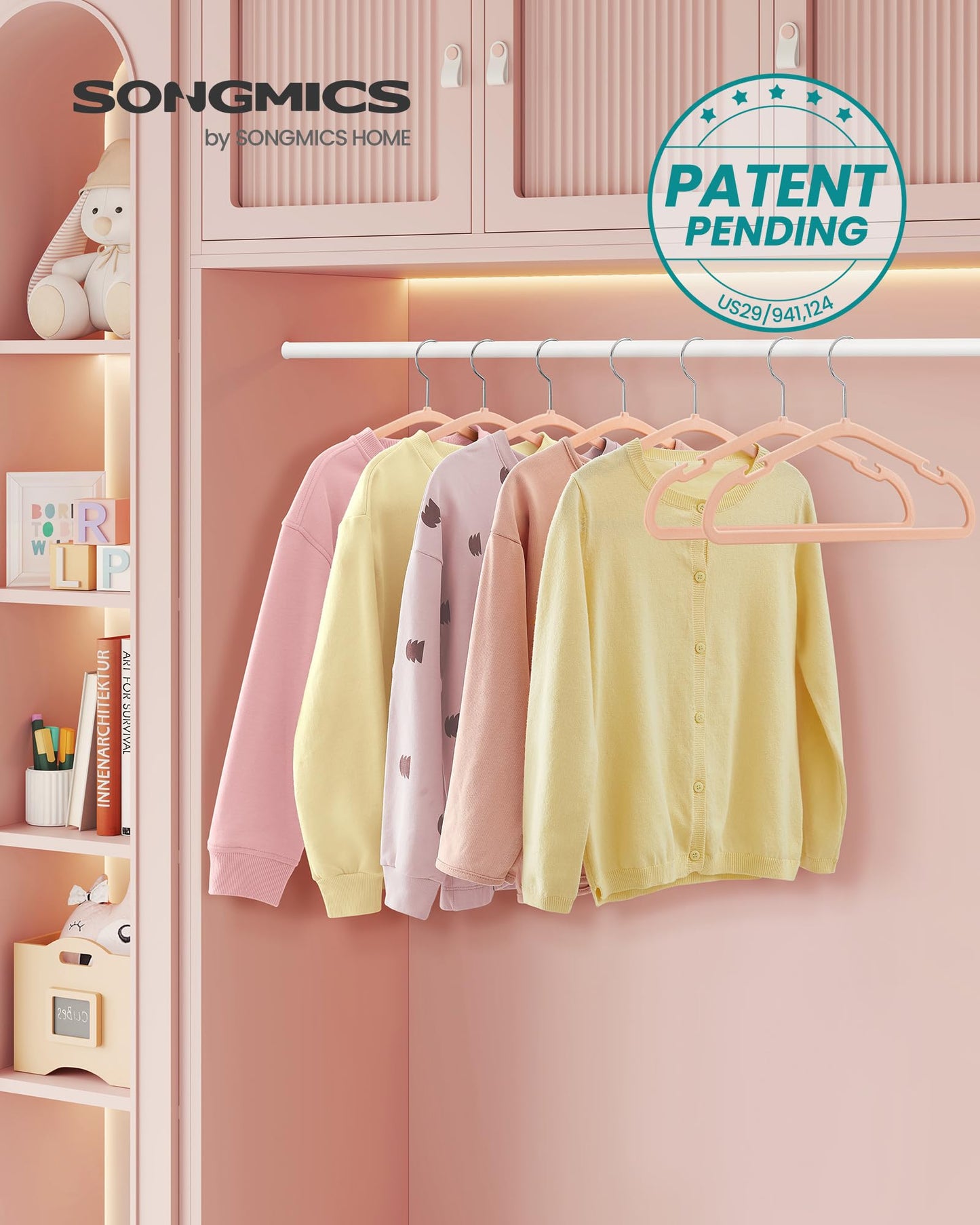 Kids Velvet Slim Hangers – Coral Pink
