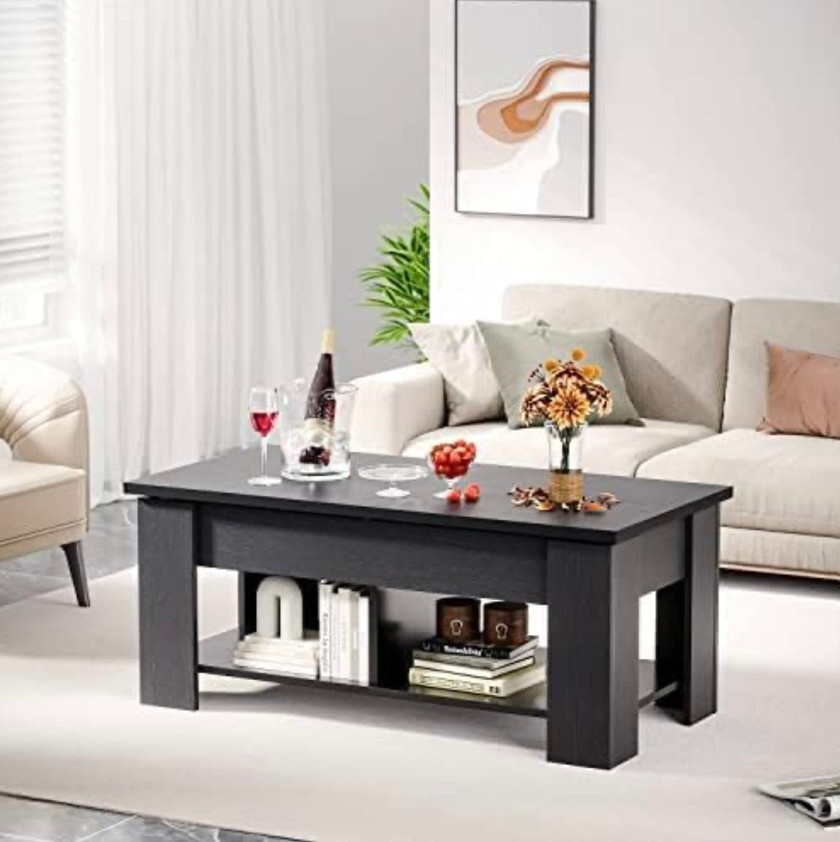 NOBLEWELL Lift-Top Coffee Table with Hidden Storage