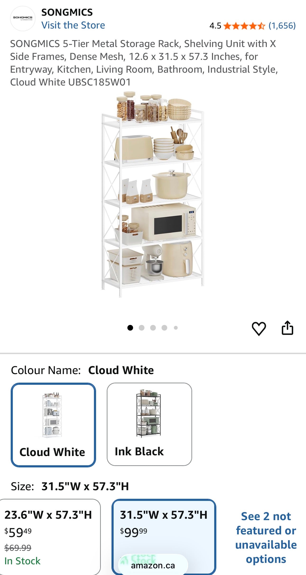 5-Tier Heavy-Duty Metal Storage Rack – Cloud White