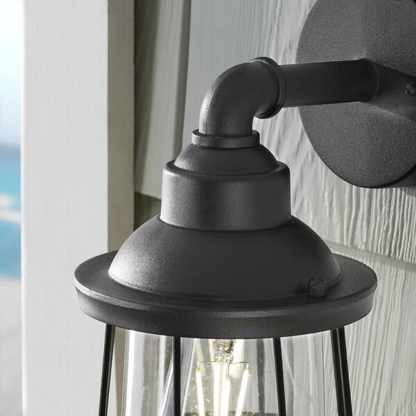 Wall-Mount 1-Light Black Outdoor Nautical Wall Lantern
