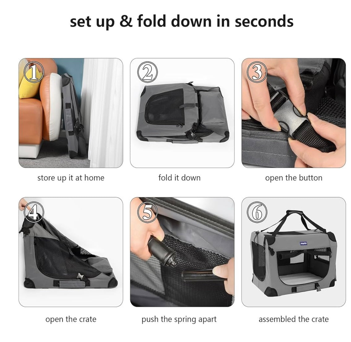 Petprsco Portable Soft Dog Crate – Gray (40% Off Amazon Price)