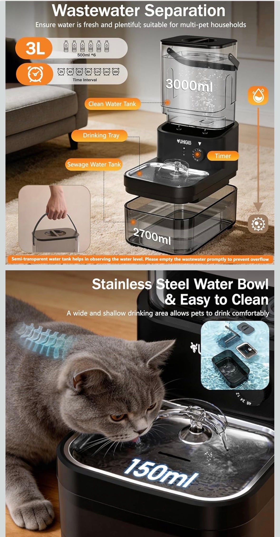 Smart Wireless Pet Water Fountain – 3L Capacity
