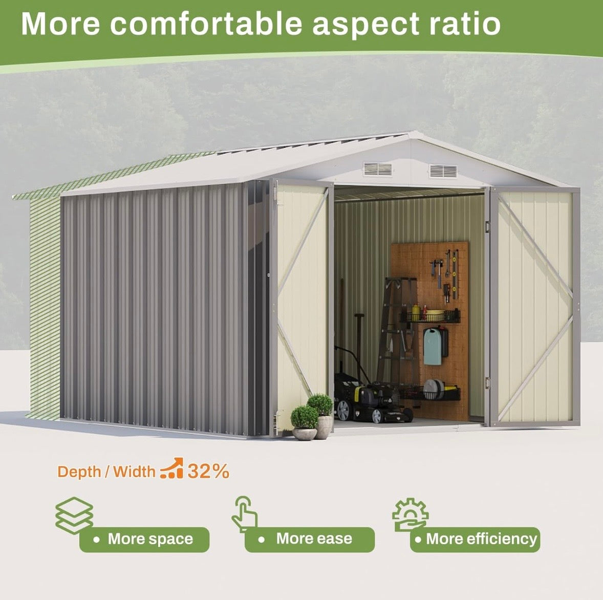 Patiowell 8’ x 10’ Metal Outdoor Storage Shed