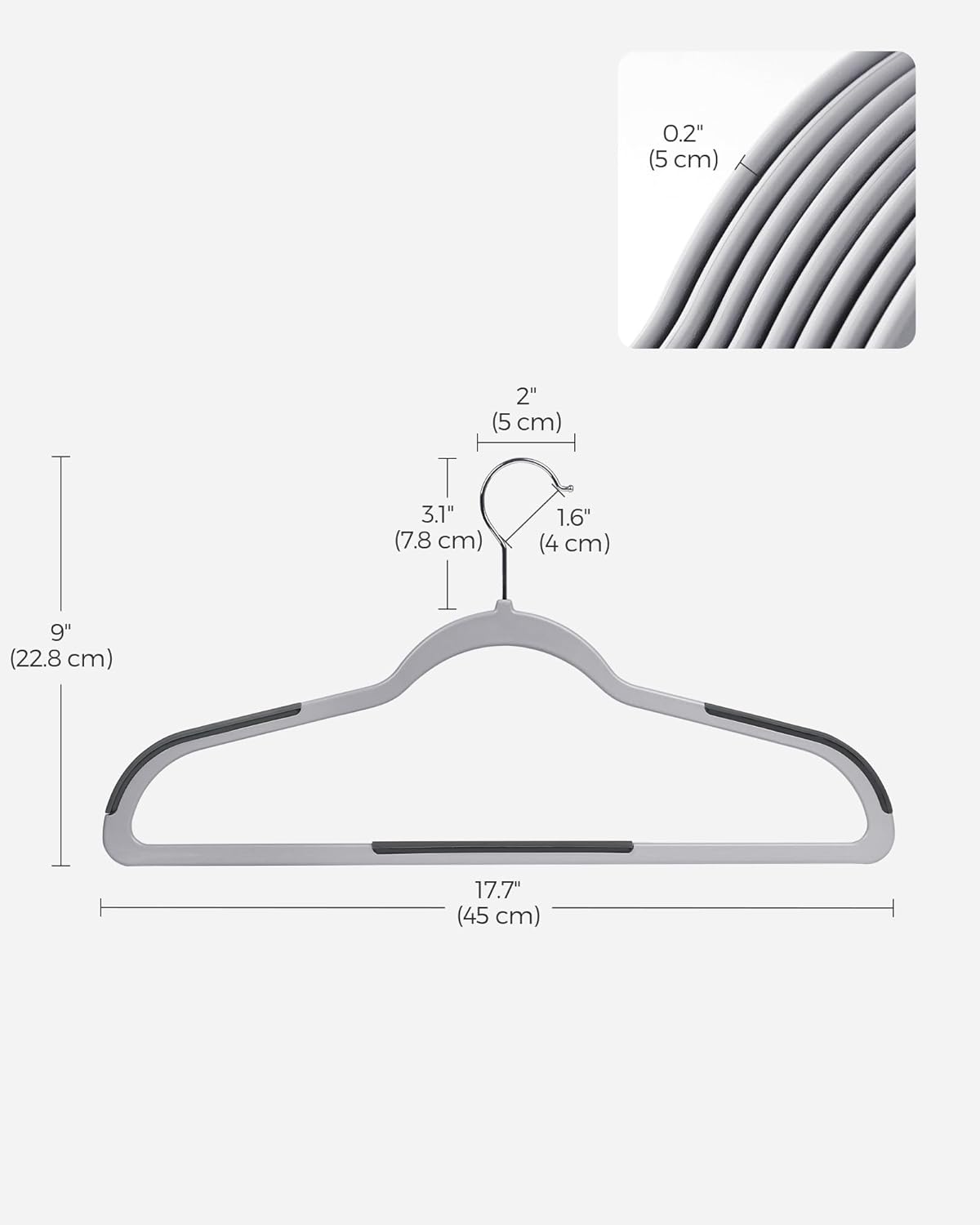 SONGMICS Non-Slip Slim Hangers – 50 Pack
