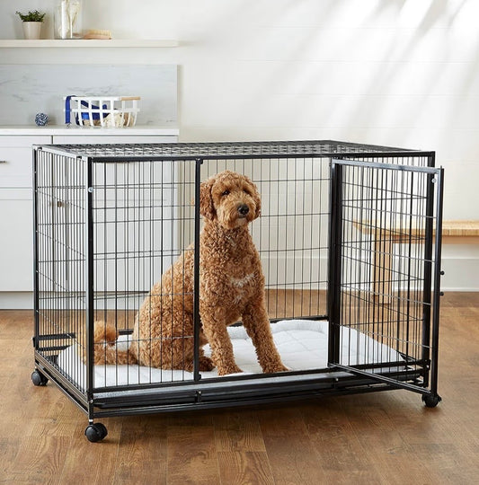 Heavy-Duty 48” Rolling Dog Crate