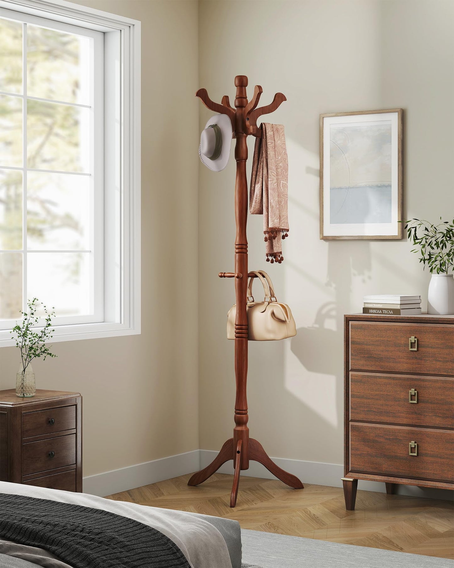 VASAGLE Solid Wood Coat Rack