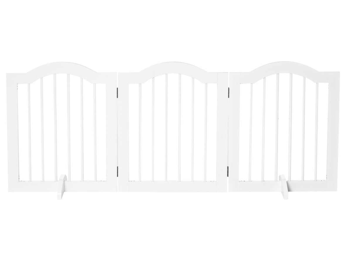 Foldable Freestanding Pet Gate – Wooden Indoor Dog Barrier with Supports & Space-Saving Design