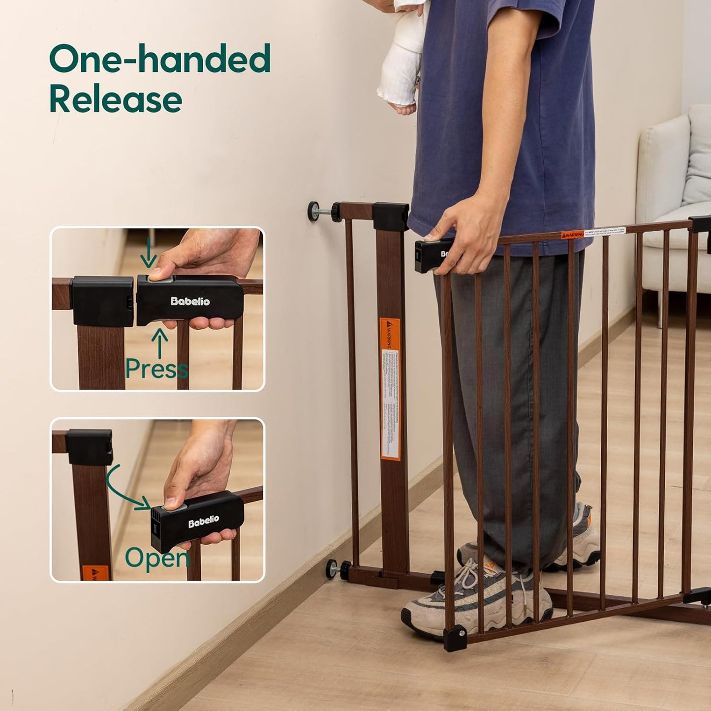 Babelio Adjustable Pressure-Mounted Baby Gate