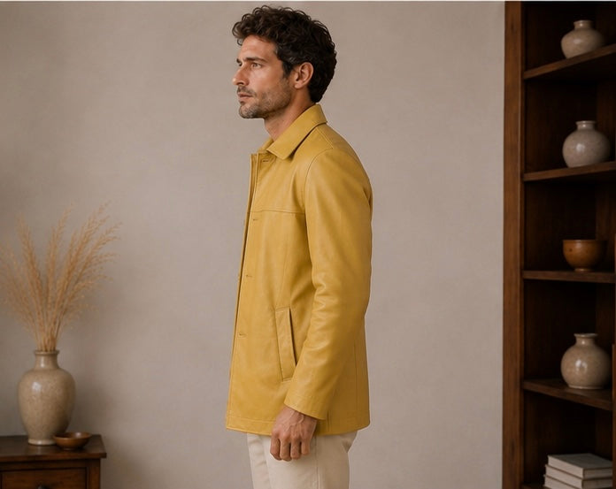 Men’s Premium Leather Mid Length Jacket