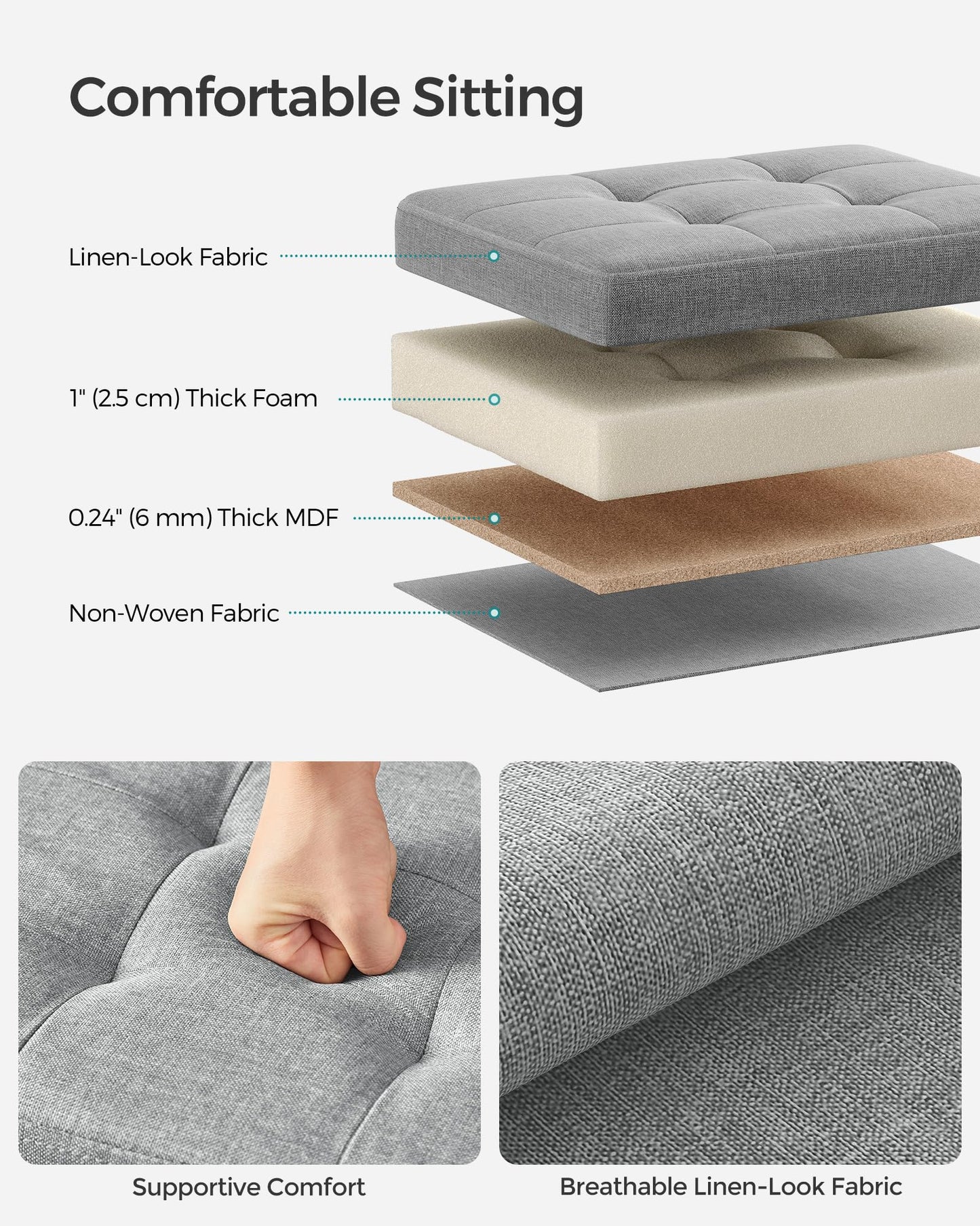 SONGMICS MAZIE Folding Storage Ottoman