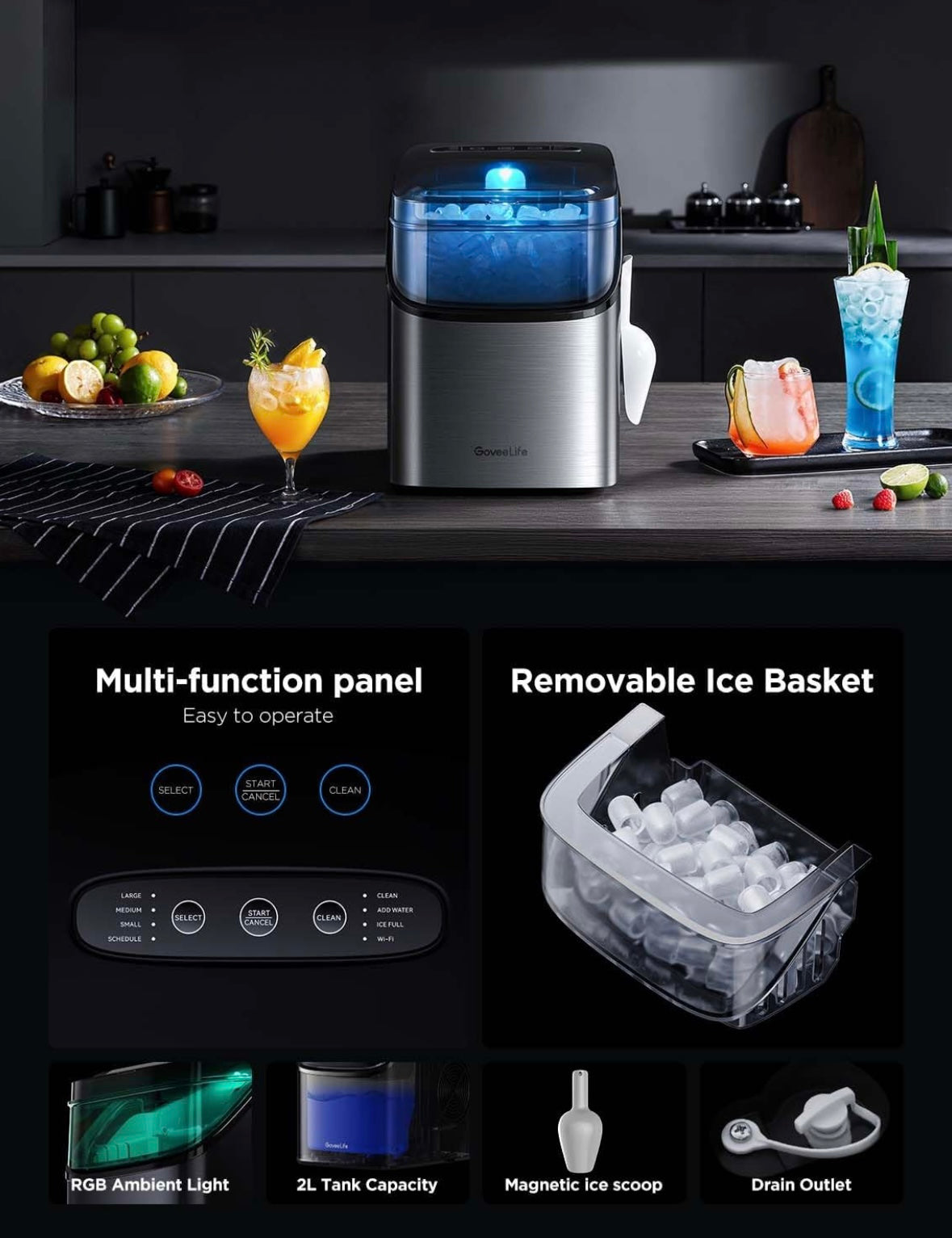 NEW – GoveeLife Smart Countertop Ice Maker (Model H717D) – Wi-Fi App & Voice Control
