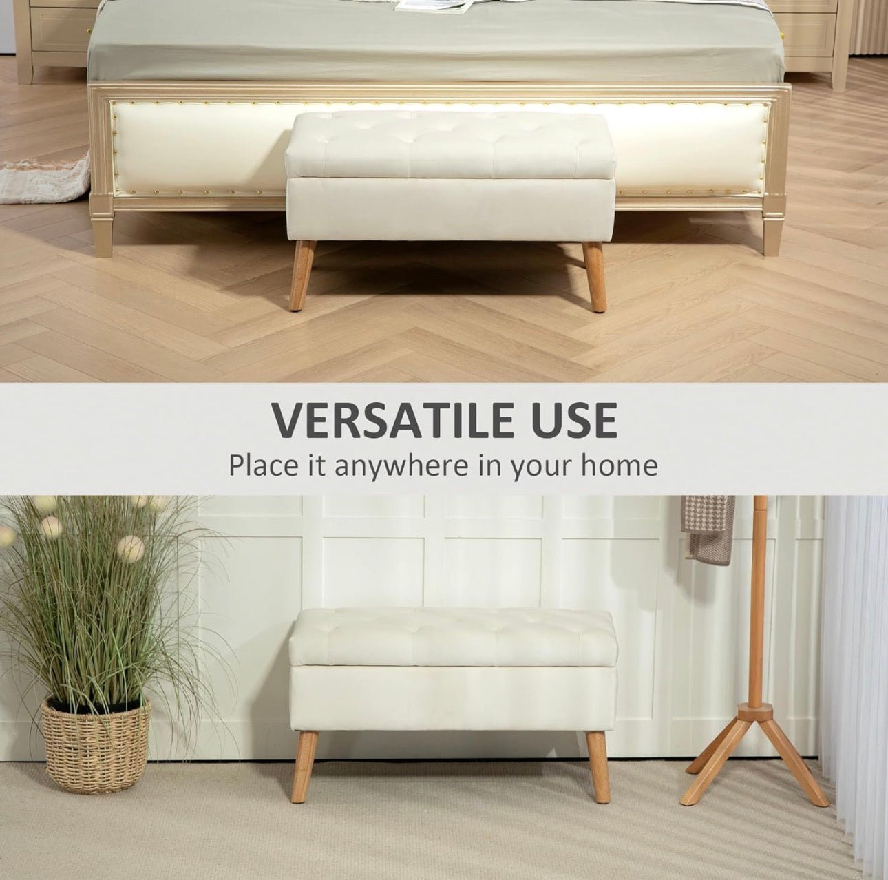 HOMCOM Tufted Storage Ottoman Bench