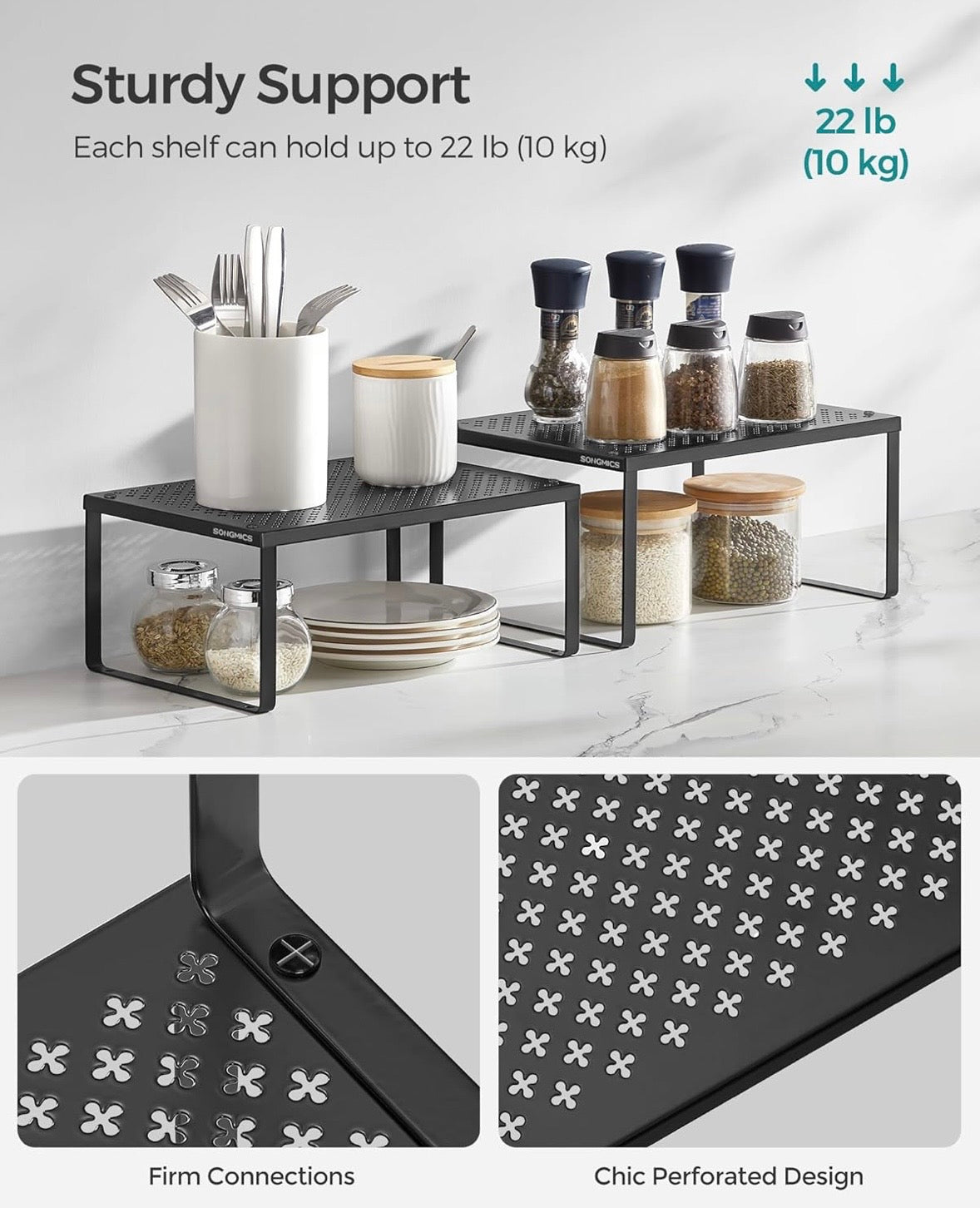 2-Tier Metal Cabinet Shelf Organizers