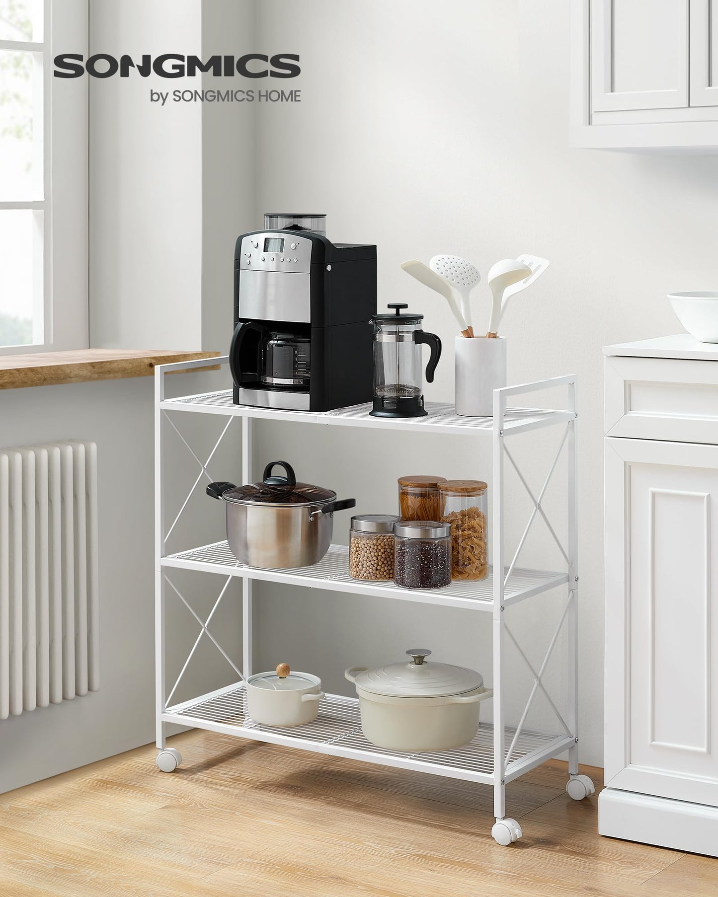 3-Tier All-Metal Rolling Storage Rack