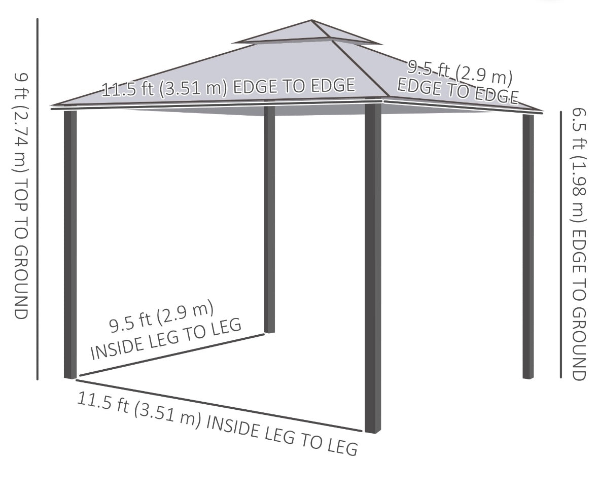 Outsunny 12×10 ft Outdoor Screened Gazebo — UV-Resistant Double Roof Canopy with Mosquito Netting (Light Grey)