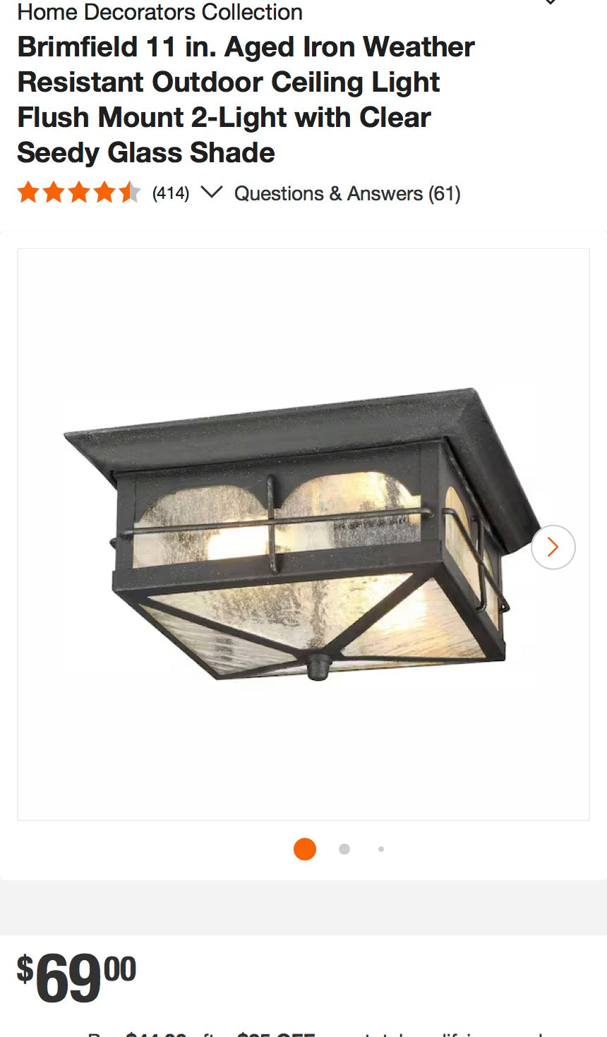 Home Decorators Collection Brimfield 2-Light Outdoor Flush Mount