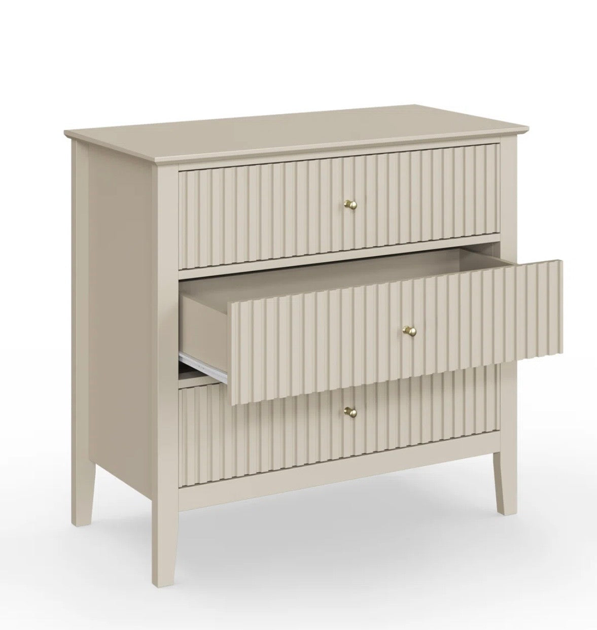 Modern Fluted 3-Drawer Wide Dresser – Minimalist Storage Cabinet