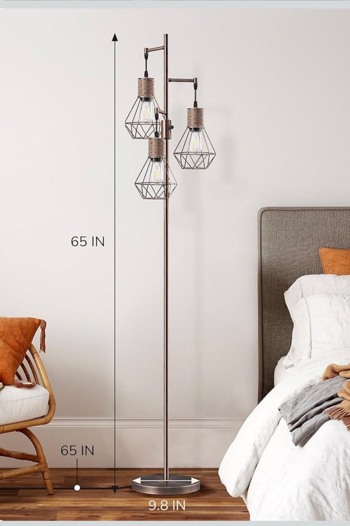 EDISHINE Farmhouse Tree Floor Lamp – 3-Light Diamond Lantern Design