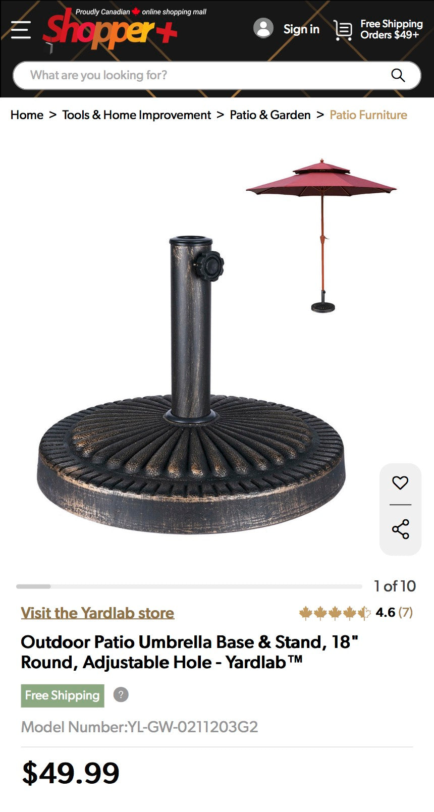 Yardlab™ Heavy-Duty Umbrella Base Stand