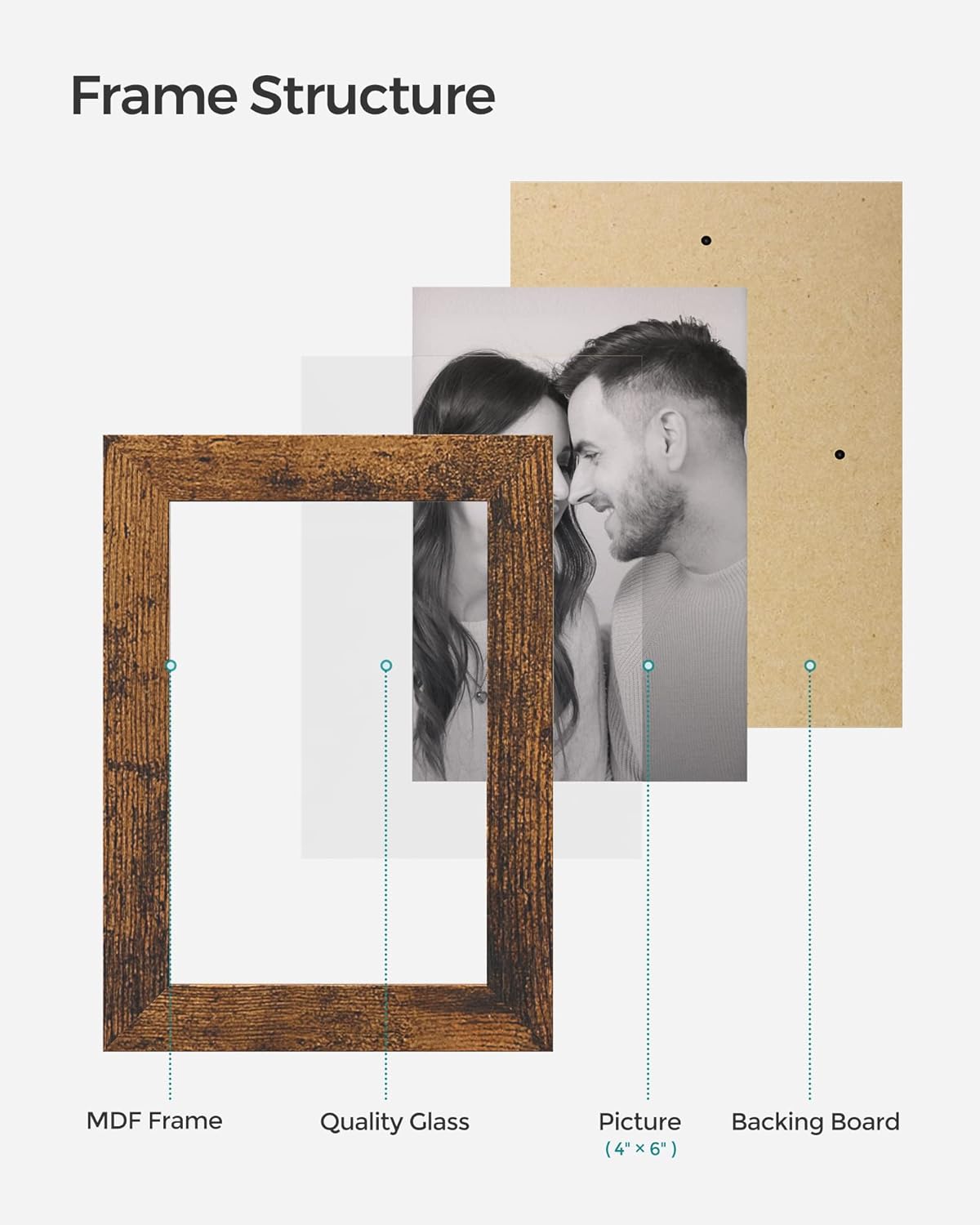 SONGMICS 4-Photo Collage Frame – Rustic Brown (4x6”)