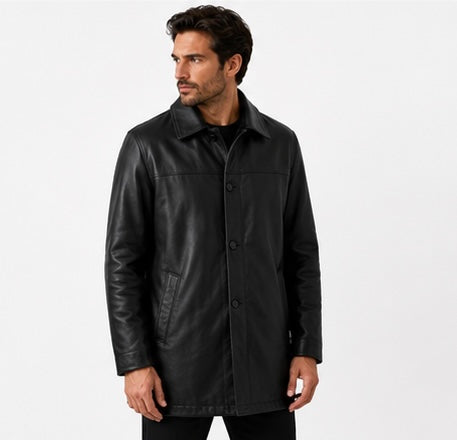 Men’s Classic Black Leather Coat