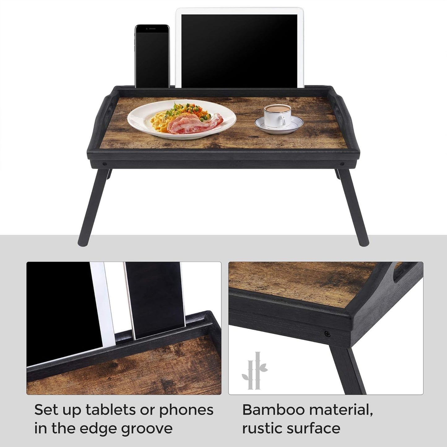 SONGMICS Rustic Folding Breakfast Tray – Rustic Brown