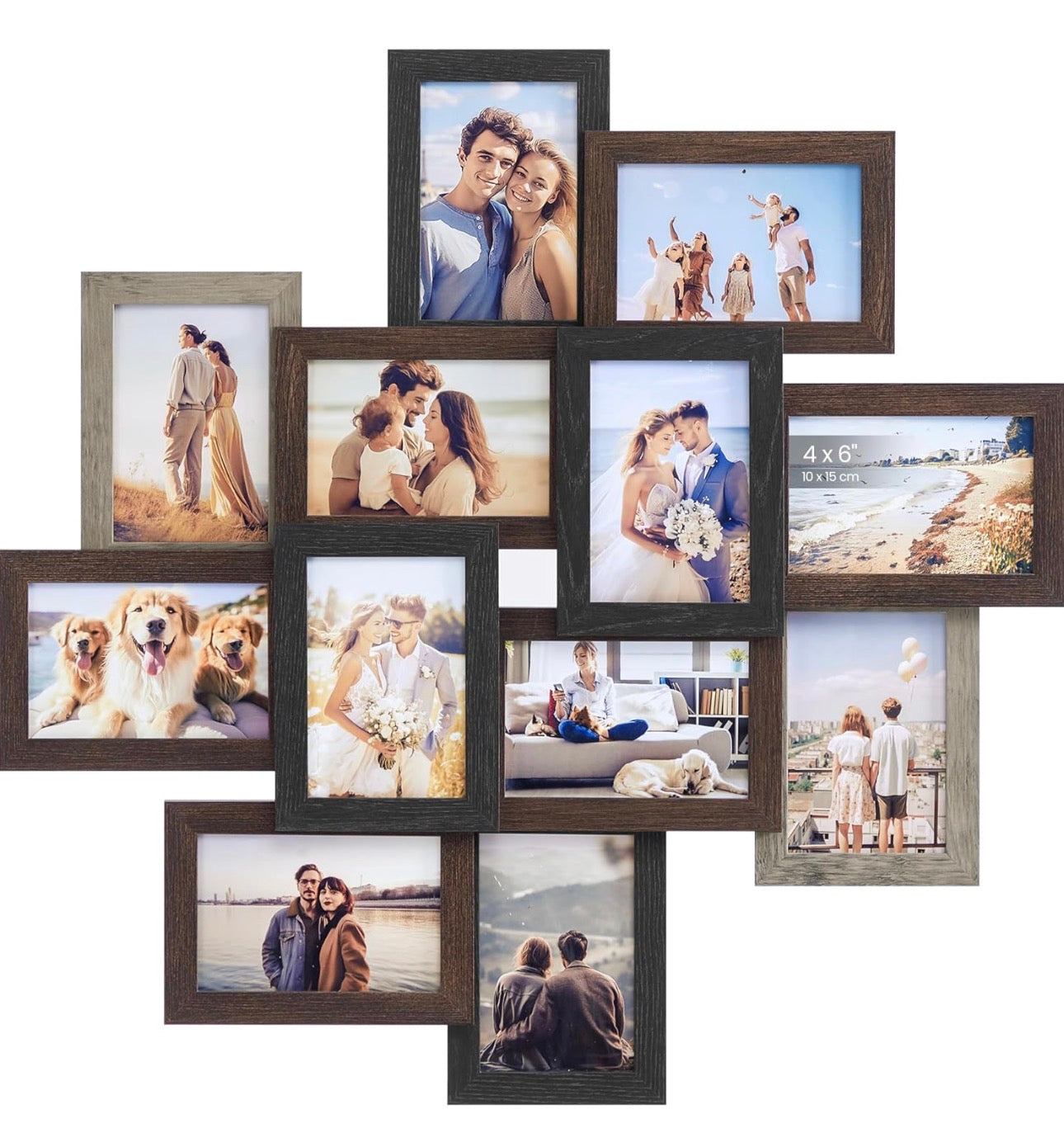 SONGMICS 12-Piece Mixed-Tone Photo Frame Set (4 × 6 in)