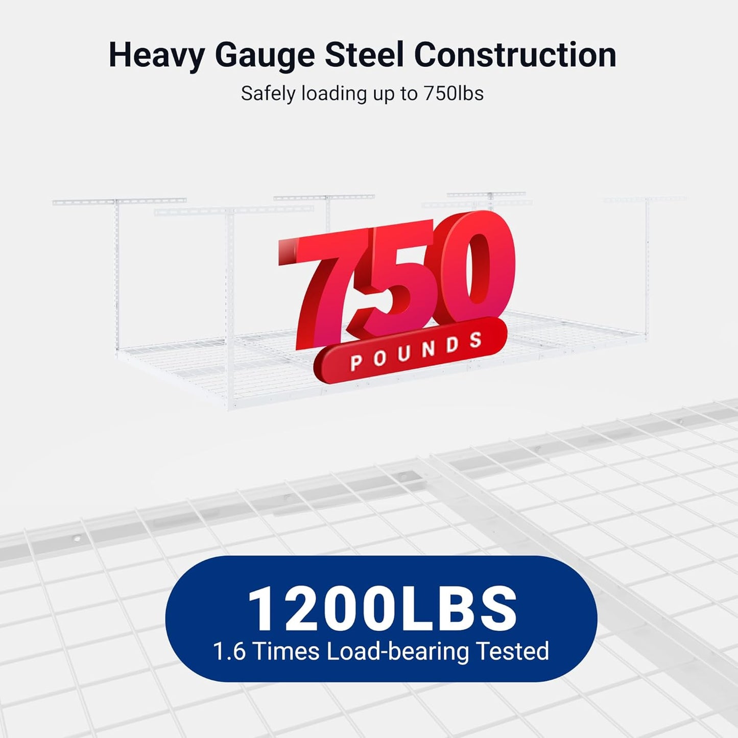 Heavy-Duty Garage Overhead Storage Rack – 4’ x 8’