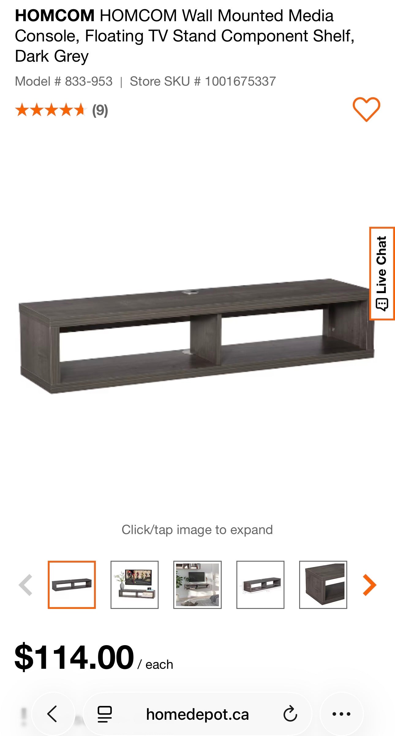 HOMCOM Floating Wall-Mounted TV Shelf