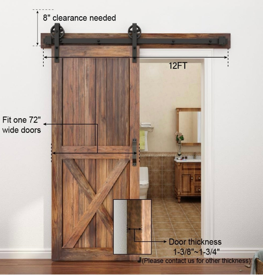 WINSOON 12FT Sliding Barn Door Hardware Kit – Open Box (Half Price!)