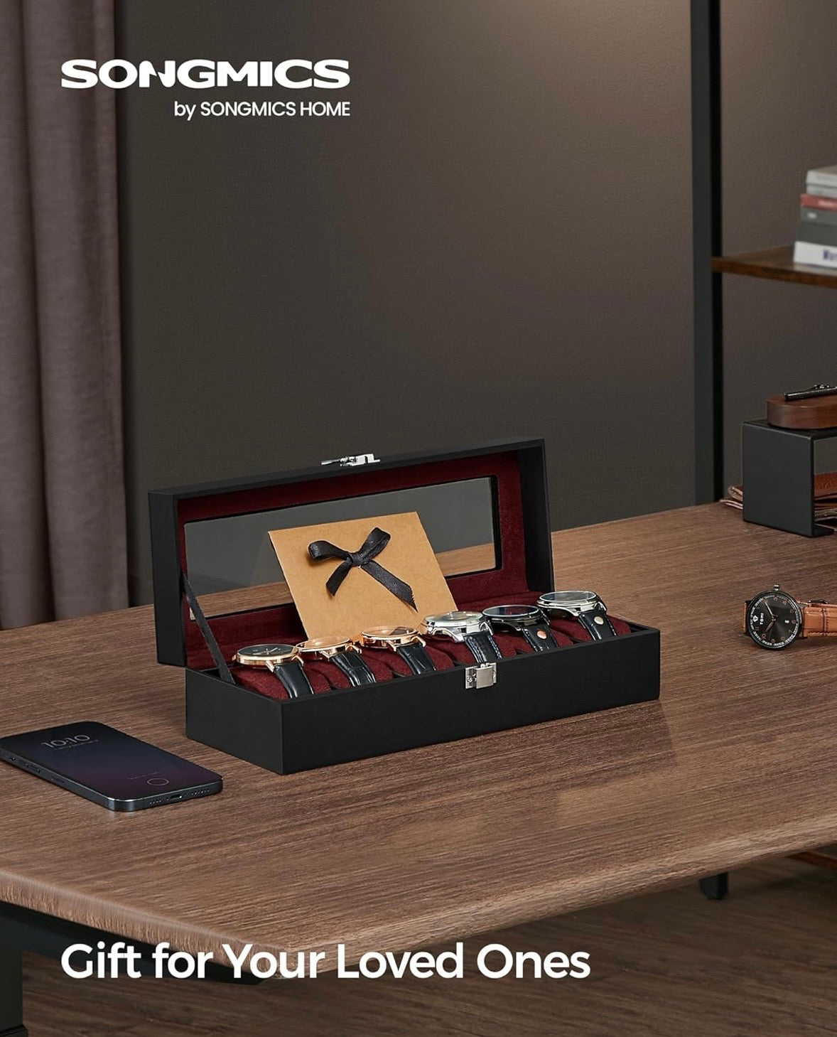 SONGMICS 6-Slot Watch Box Organizer