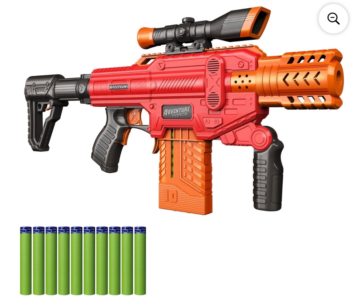Adventure Force Spectrum Motorized Clip-Fed Blaster – Semi-Auto Rapid Fire | 10-Dart Clip + Scope Included