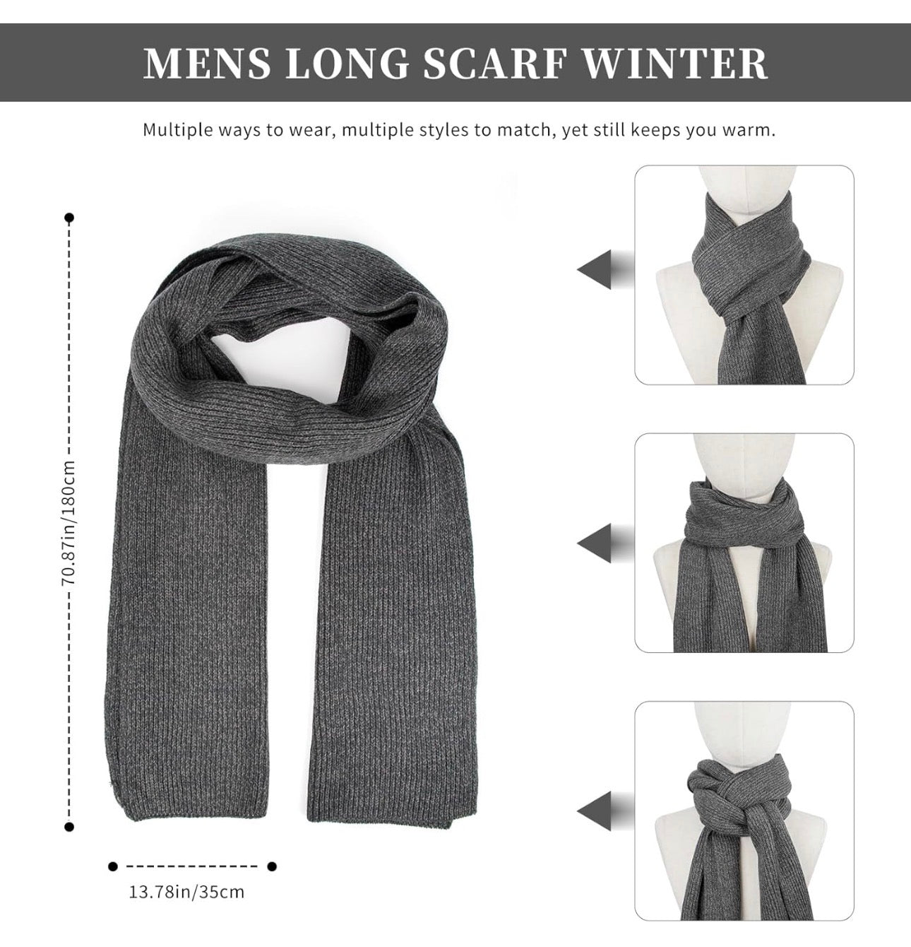 Honnesserry Winter Knit Scarf, Beanie & Touchscreen Gloves Set