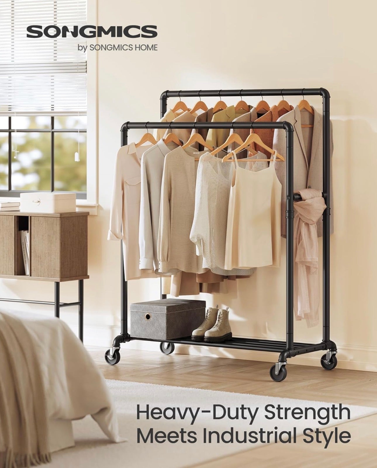 SONGMICS Industrial Double-Rail Garment Rack
