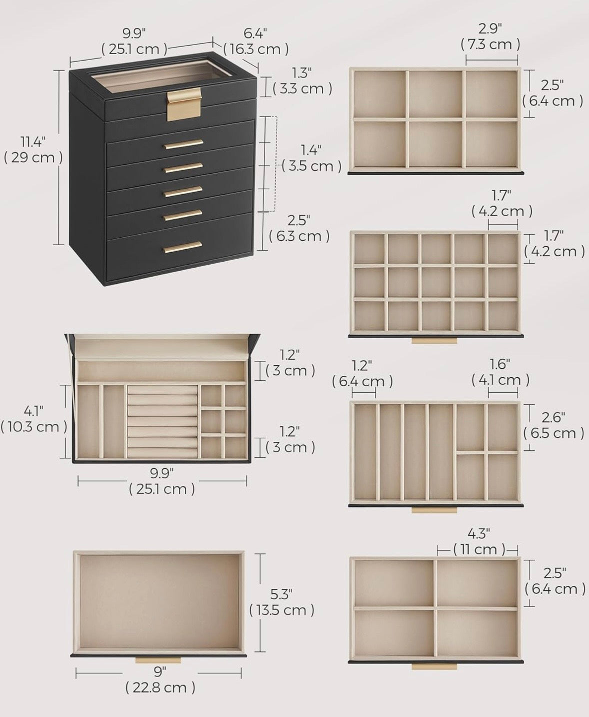 SONGMICS 6-Layer Jewelry Box Organizer