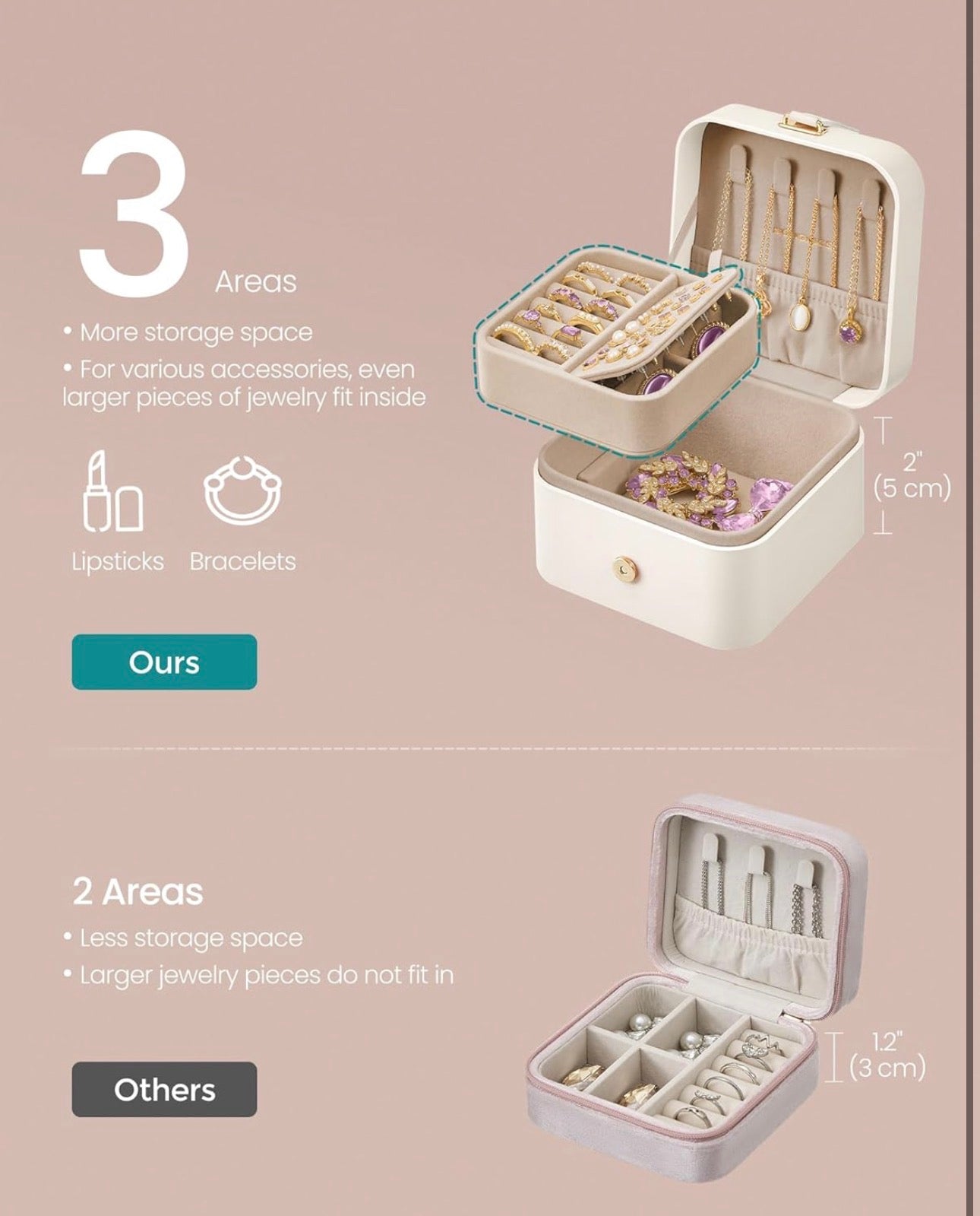SONGMICS Compact Travel Jewelry Box