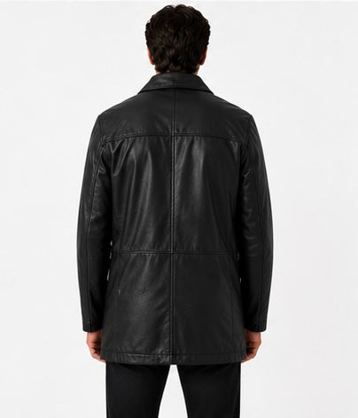 Men’s Classic Black Leather Coat