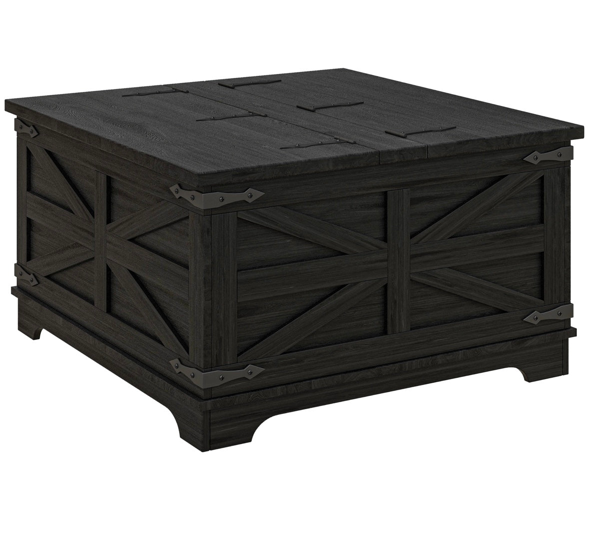 Farmhouse Lift-Top Coffee Table with Hidden Storage – Rustic Square Center Table with Flip-Top Design