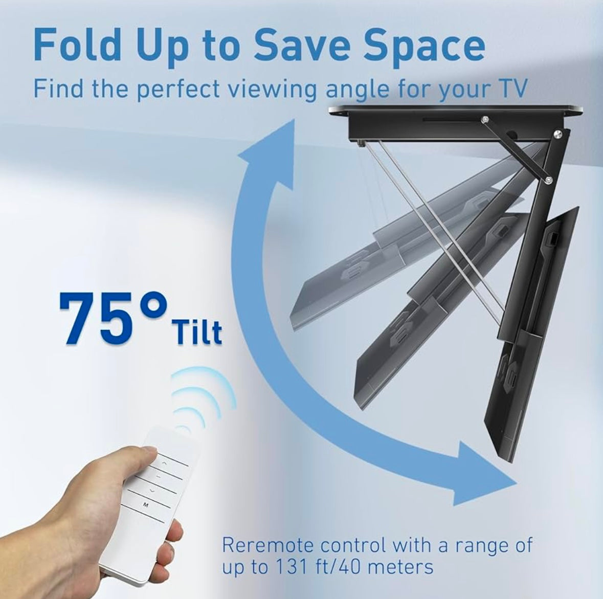 Motorized Ceiling TV Mount – Flip Down Electric Remote Mount (32”–71”)