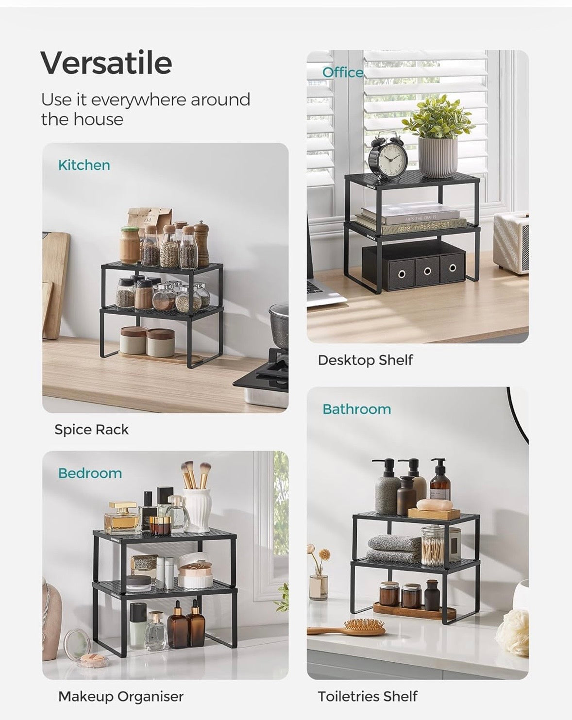 2-Tier Metal Cabinet Shelf Organizers