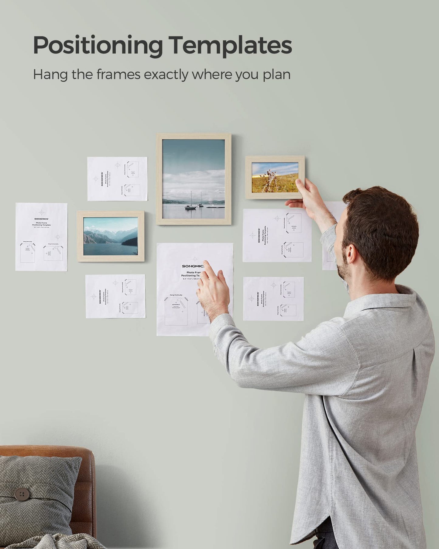 SONGMICS 10-Piece Gallery Wall Picture Frame Set – Natural Beige