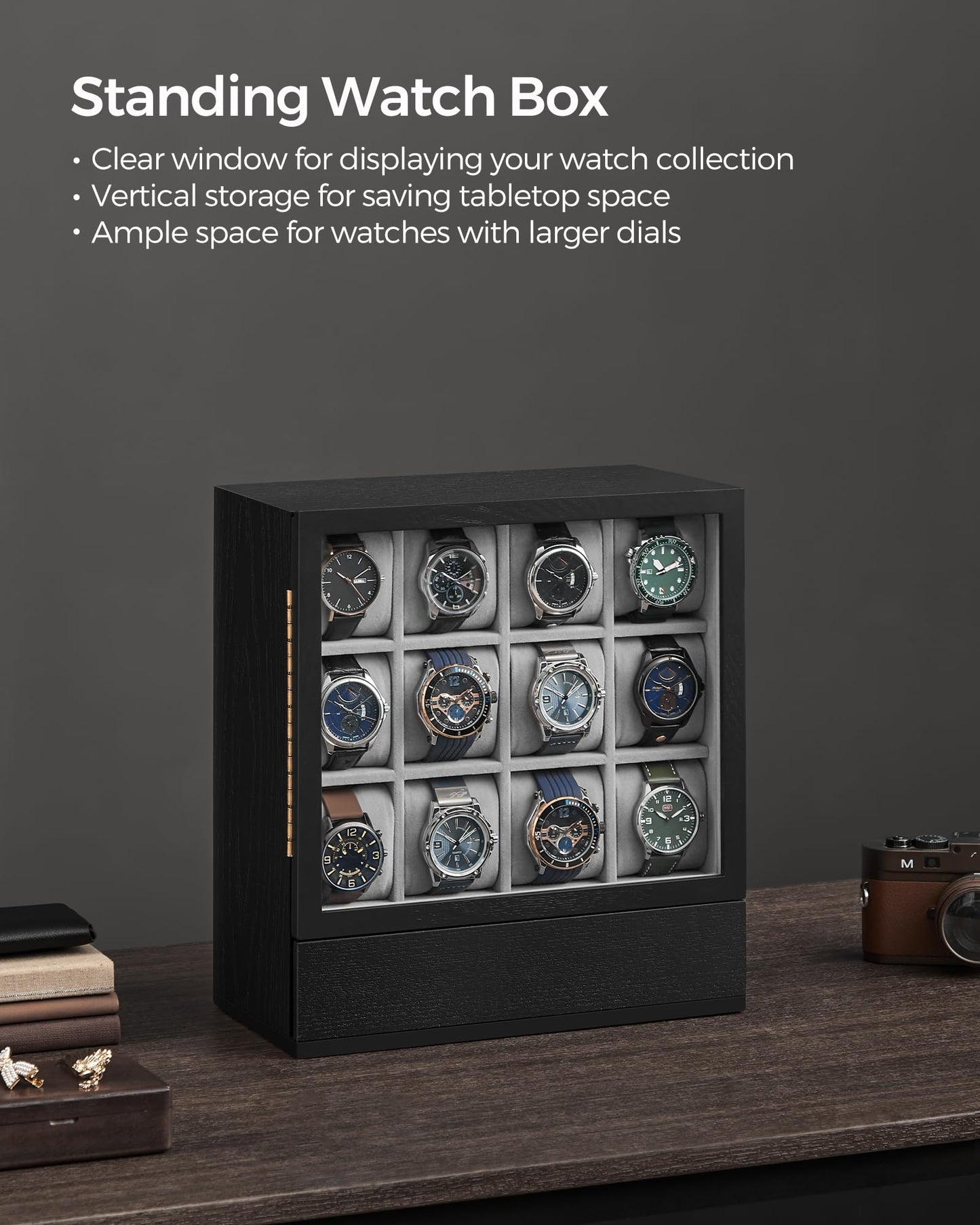 SONGMICS Vertical Watch Box with Drawers