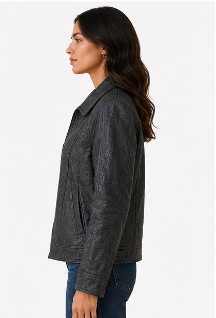 Women’s Embossed Leather Jacket